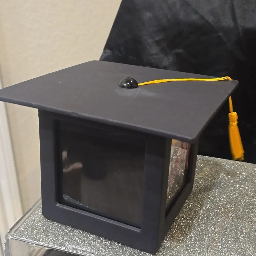 At Home 4-Sided Top Open Graduation Cap Photo Frame with Tassel
